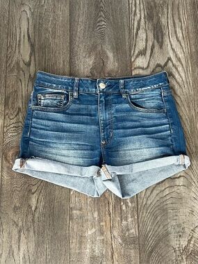 AMERICAN EAGLE AE Hi-Rise Shortie Denim Jean Shorts Size 12